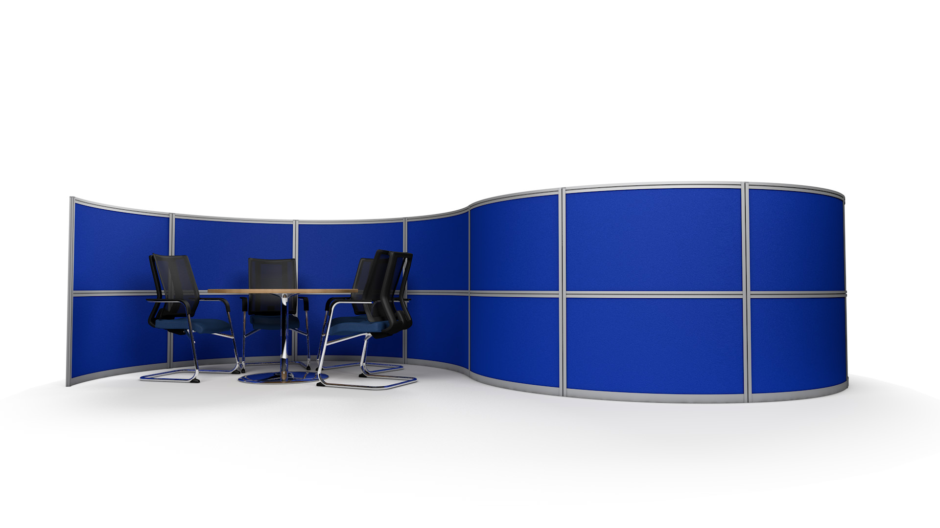 6m S-Shaped Office Partition Wall With Two Curved Meeting Pods
